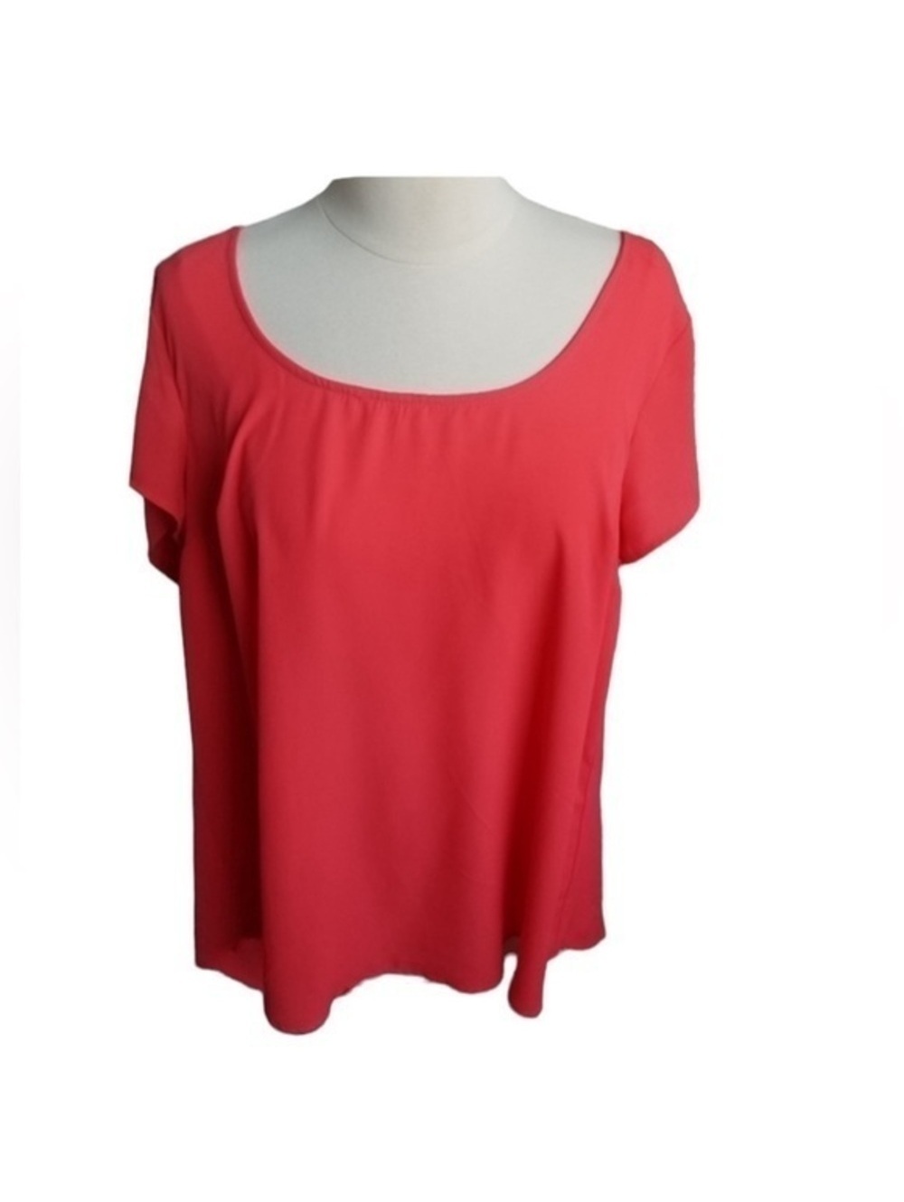 Ann Taylor Coral Pink Scoop Neck Short Sleeve Blouse Top